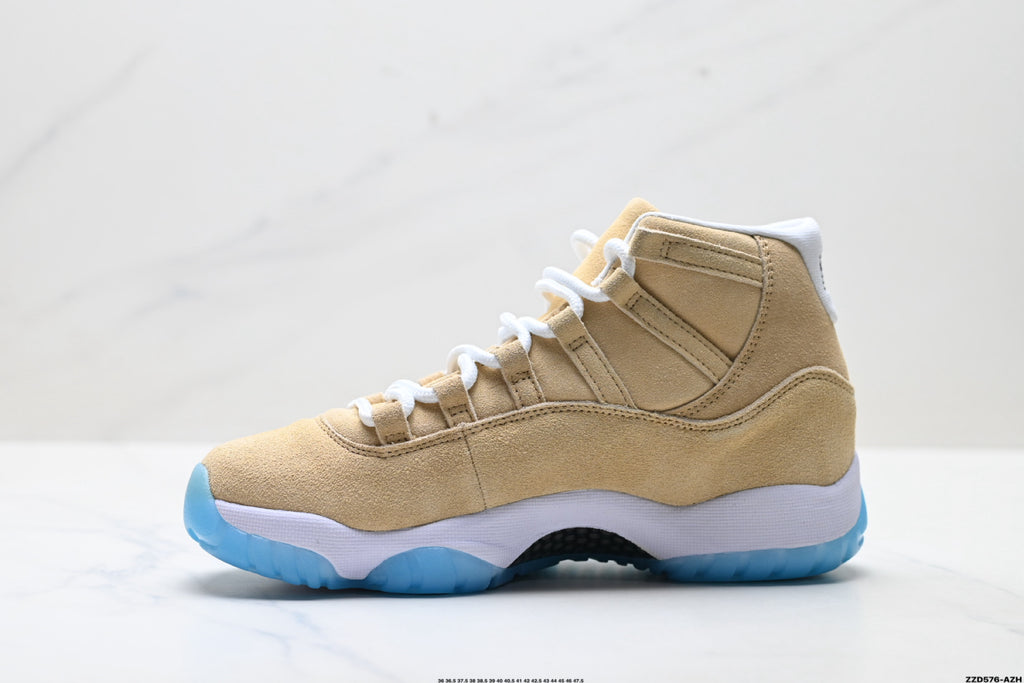 Air Jordan 11 Retro Tan and University Blue Unisex Sneakers Style 08 detail view 2