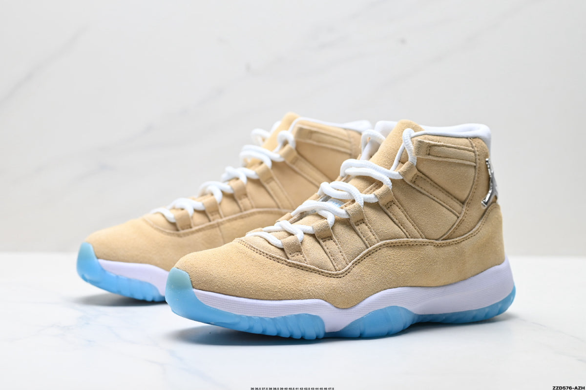 Air Jordan 11 Retro Tan and University Blue Unisex Sneakers Style 08 detail view 3