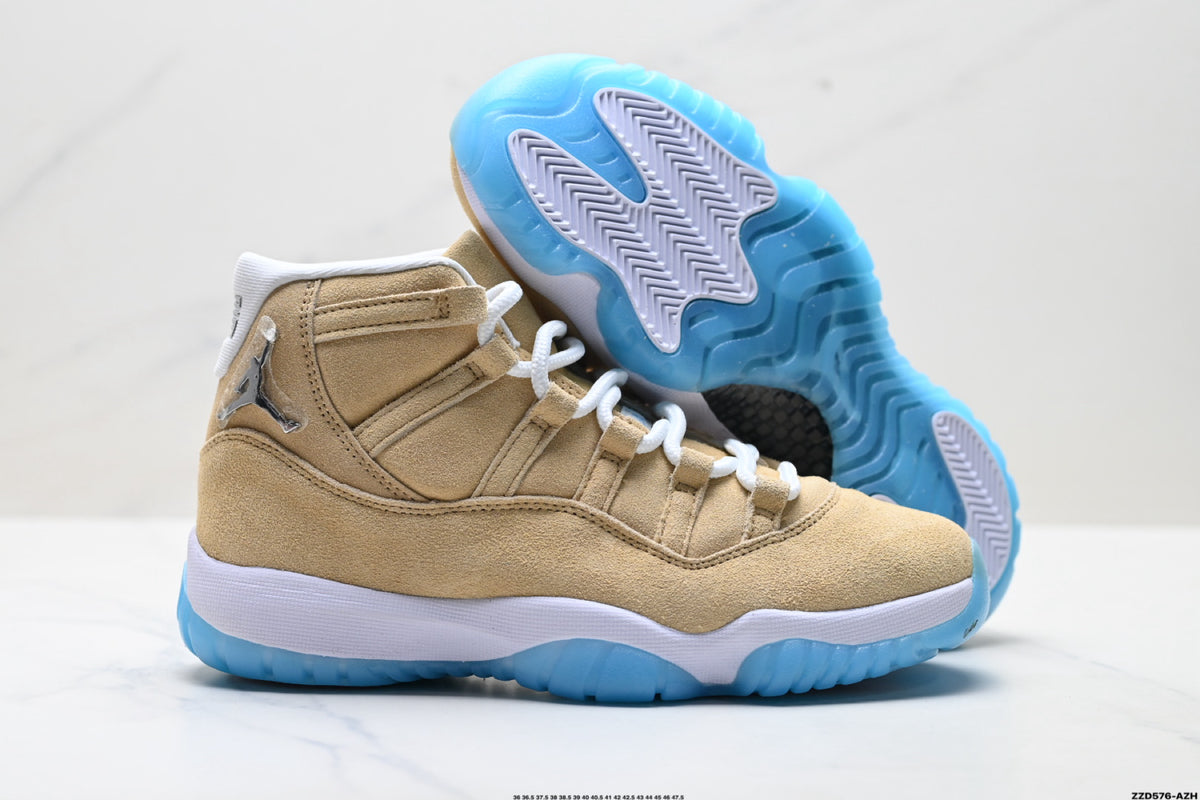 Air Jordan 11 Retro Tan and University Blue Unisex Sneakers Style 08 detail view 4