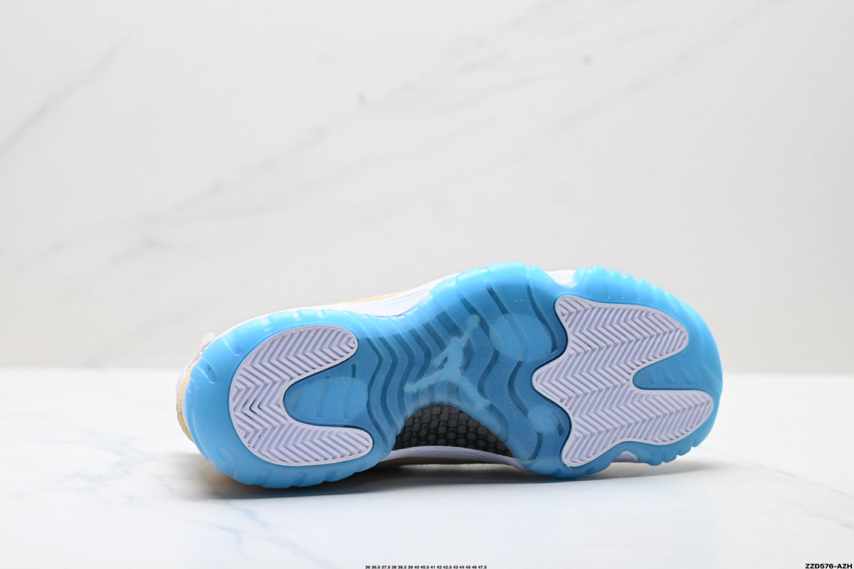 Air Jordan 11 Retro Tan and University Blue Unisex Sneakers Style 08 detail view 8