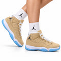 Air Jordan 11 Retro Tan and University Blue Unisex Sneakers Style 08 on-foot main image