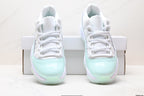 Air Jordan 11 Retro White and Mint Unisex Sneakers Style 09 detail view 6