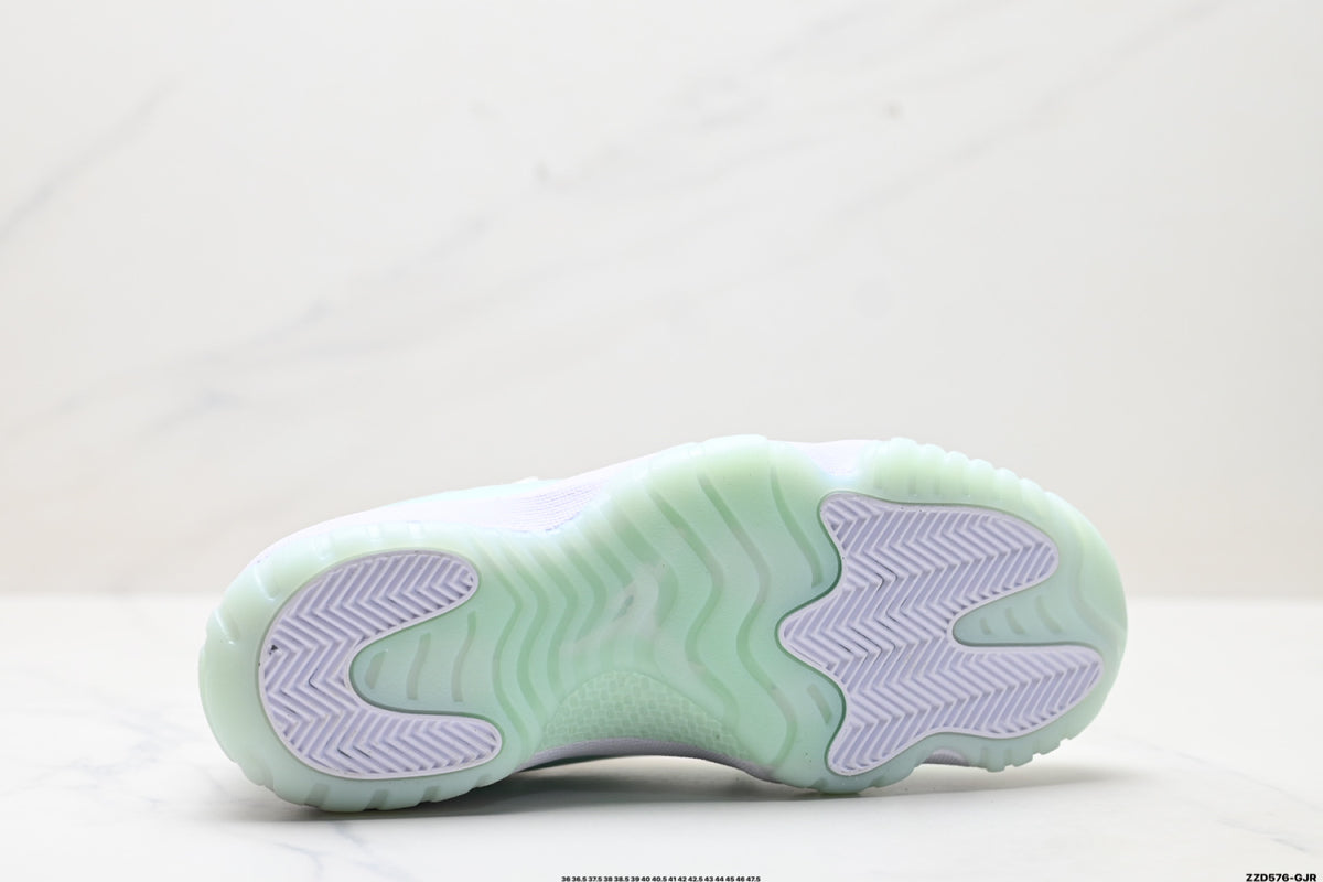 Air Jordan 11 Retro White and Mint Unisex Sneakers Style 09 detail view 8