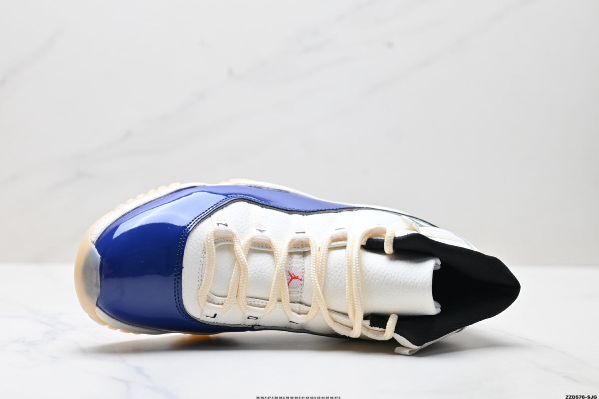 Air Jordan 11 Retro White Navy and Red Unisex Sneakers Style 10 detail view 1
