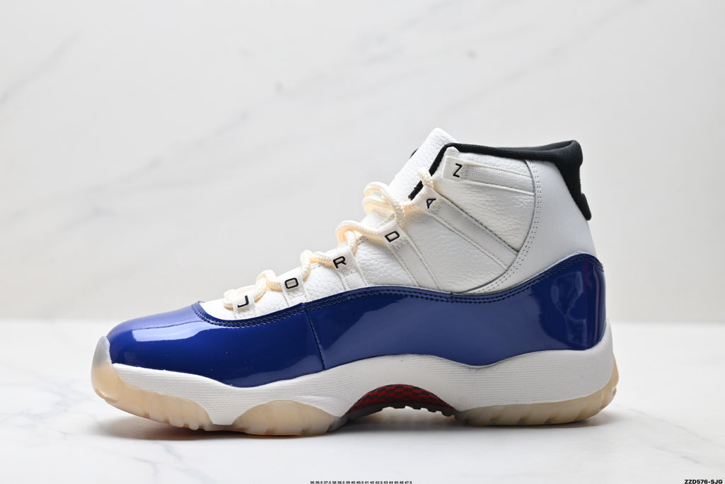 Air Jordan 11 Retro White Navy and Red Unisex Sneakers Style 10 detail view 2