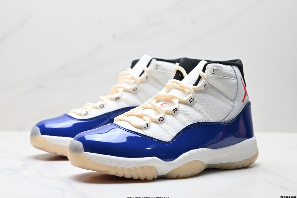Air Jordan 11 Retro White Navy and Red Unisex Sneakers Style 10 detail view 3