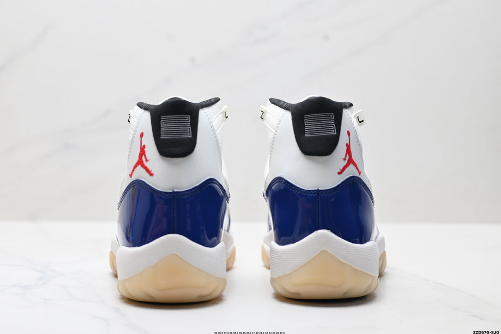 Air Jordan 11 Retro White Navy and Red Unisex Sneakers Style 10 detail view 5
