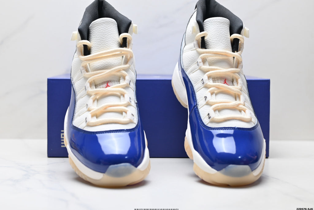 Air Jordan 11 Retro White Navy and Red Unisex Sneakers Style 10 detail view 6