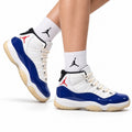 Air Jordan 11 Retro White Navy and Red Unisex Sneakers Style 10 on-foot main image