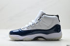 Air Jordan 11 Retro White and Midnight Navy Unisex Sneakers Style 11 detail view 2
