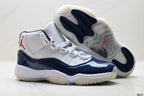 Air Jordan 11 Retro White and Midnight Navy Unisex Sneakers Style 11 detail view 4