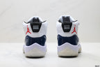 Air Jordan 11 Retro White and Midnight Navy Unisex Sneakers Style 11 detail view 5