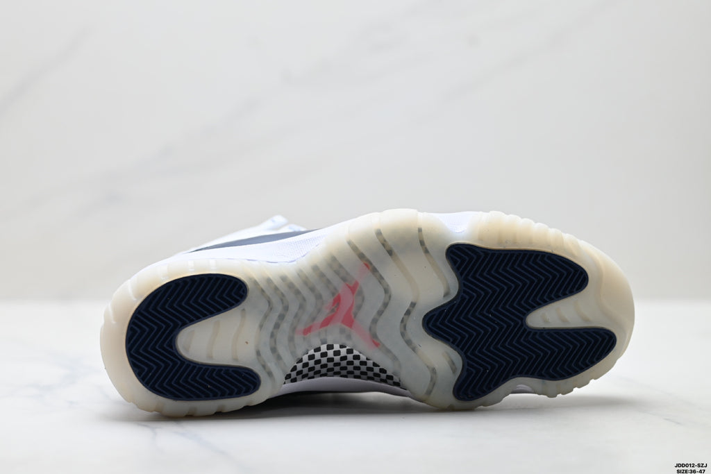 Air Jordan 11 Retro White and Midnight Navy Unisex Sneakers Style 11 detail view 8