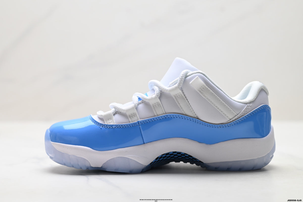 Air Jordan 11 Retro White and University Blue Unisex Sneakers Style 12 detail view 2
