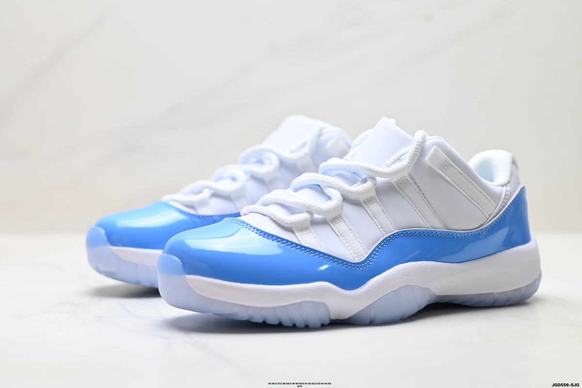 Air Jordan 11 Retro White and University Blue Unisex Sneakers Style 12 detail view 3