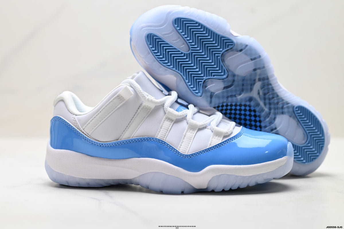 Air Jordan 11 Retro White and University Blue Unisex Sneakers Style 12 detail view 4