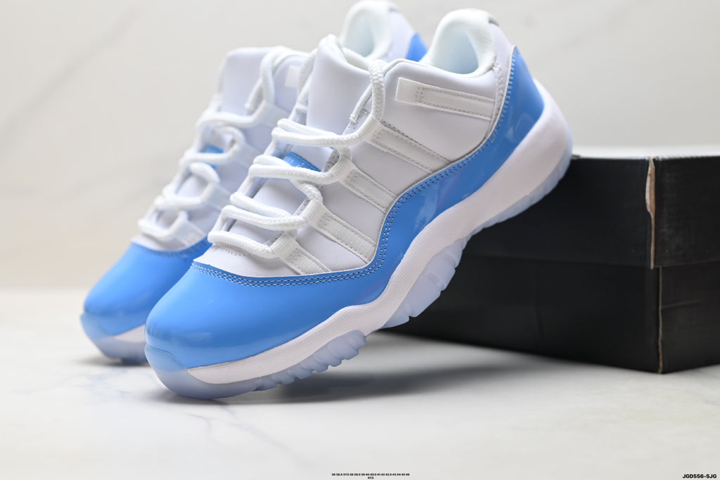 Air Jordan 11 Retro White and University Blue Unisex Sneakers Style 12 detail view 7