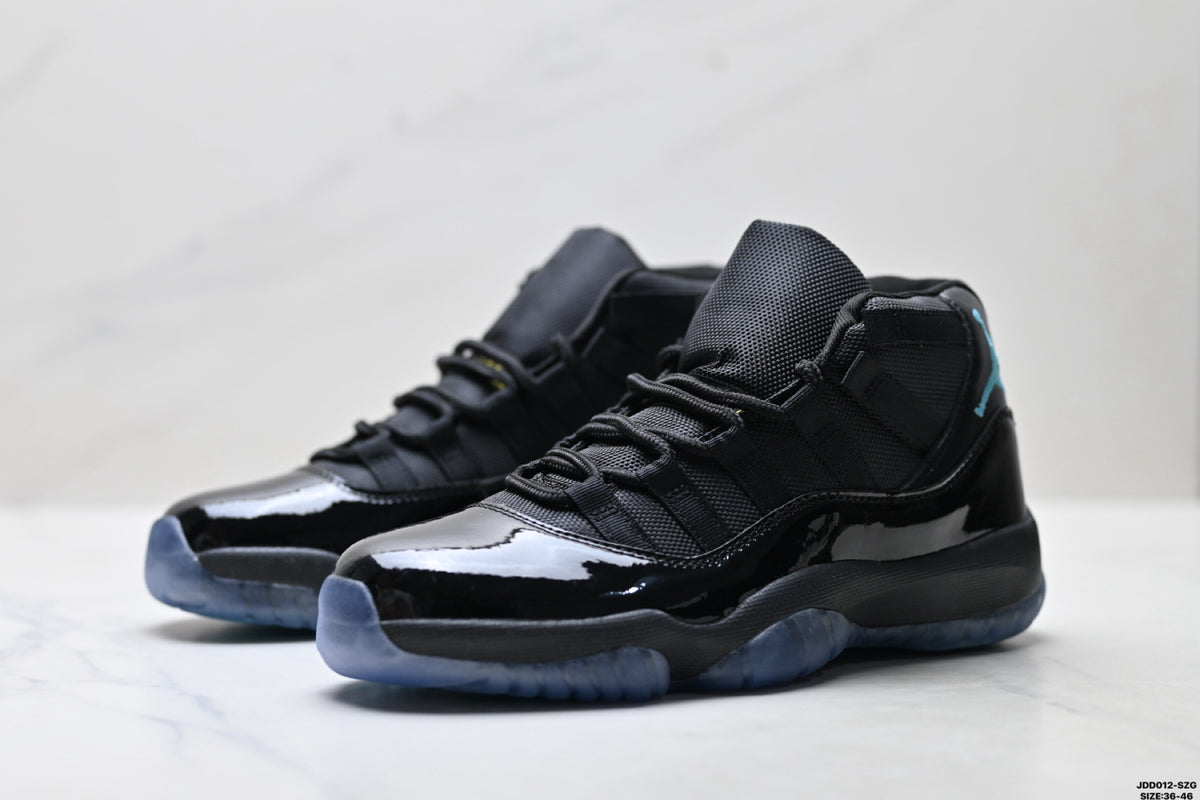 Air Jordan 11 Retro Black and Aqua Unisex Sneakers Style 13 detail view 3