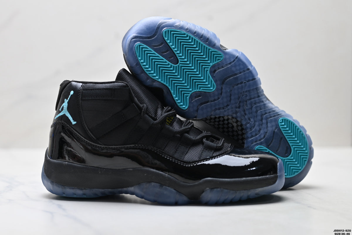 Air Jordan 11 Retro Black and Aqua Unisex Sneakers Style 13 detail view 4
