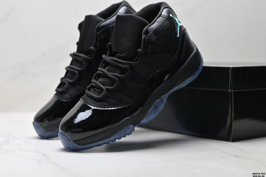 Air Jordan 11 Retro Black and Aqua Unisex Sneakers Style 13 detail view 7