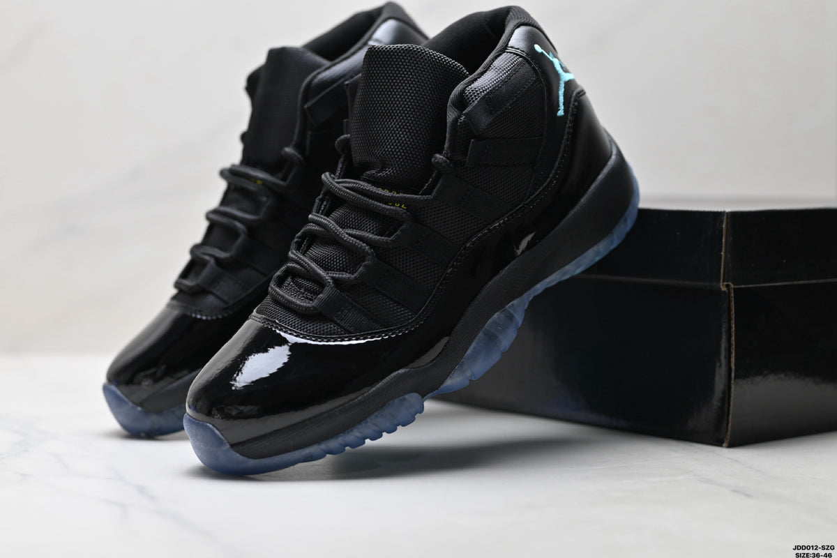 Air Jordan 11 Retro Black and Aqua Unisex Sneakers Style 13 detail view 7