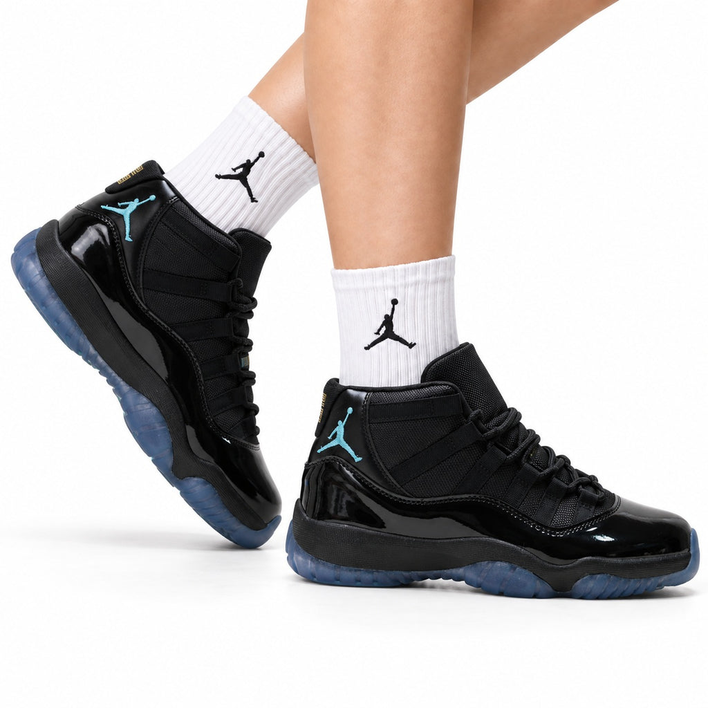 Air Jordan 11 Retro Black and Aqua Unisex Sneakers Style 13 on-foot main image