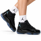 Air Jordan 11 Retro Black and Aqua Unisex Sneakers Style 13 on-foot main image