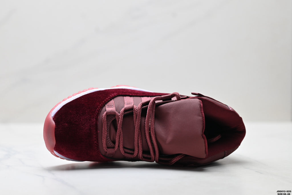 Air Jordan 11 Retro Burgundy and Gold Unisex Sneakers Style 14 detail view 1