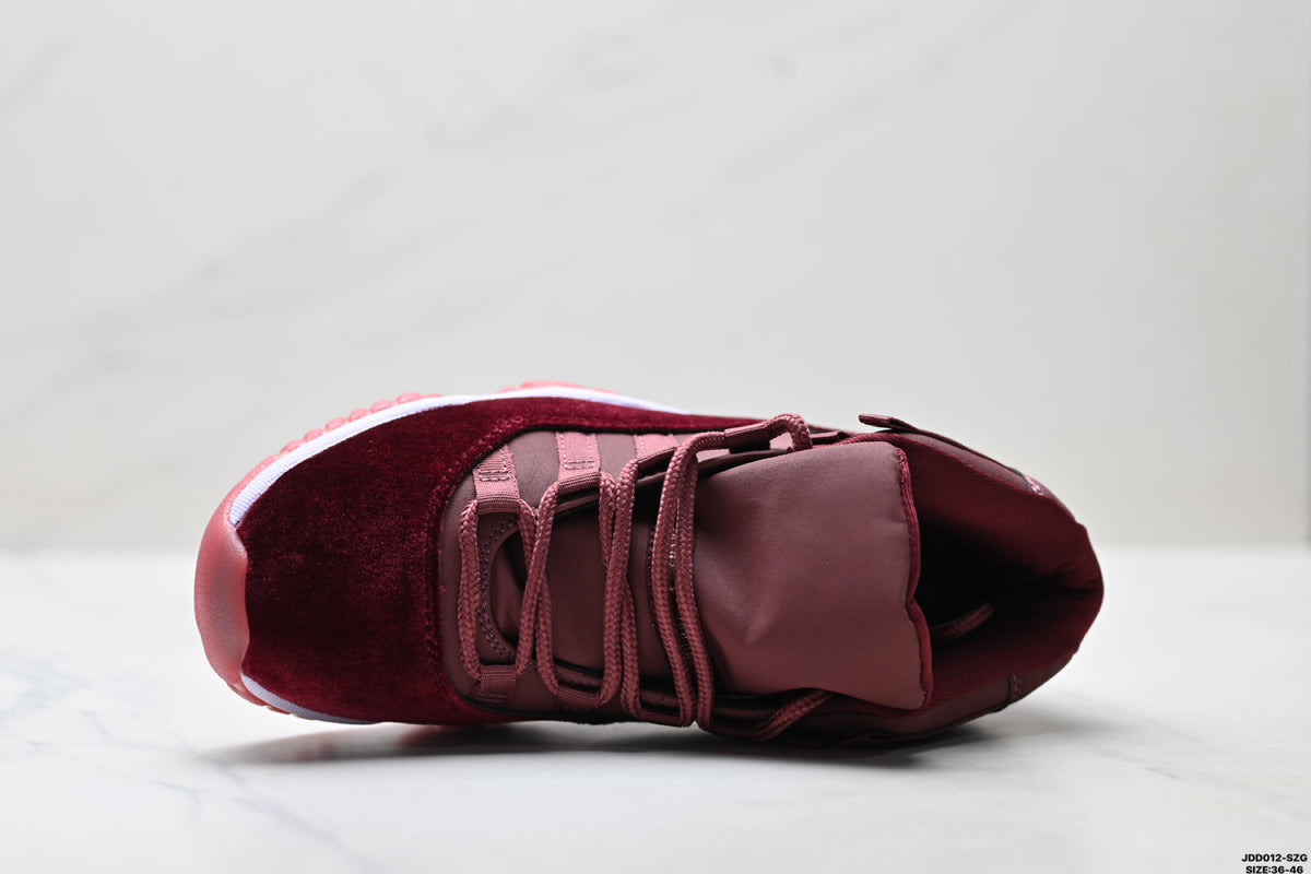 Air Jordan 11 Retro Burgundy and Gold Unisex Sneakers Style 14 detail view 1