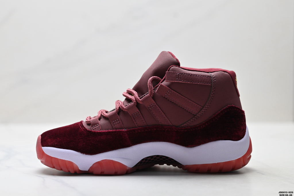 Air Jordan 11 Retro Burgundy and Gold Unisex Sneakers Style 14 detail view 2