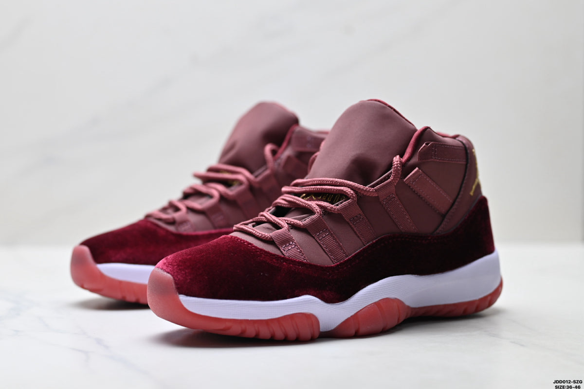 Air Jordan 11 Retro Burgundy and Gold Unisex Sneakers Style 14 detail view 3