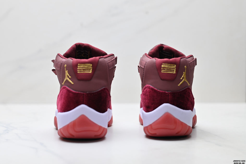 Air Jordan 11 Retro Burgundy and Gold Unisex Sneakers Style 14 detail view 5