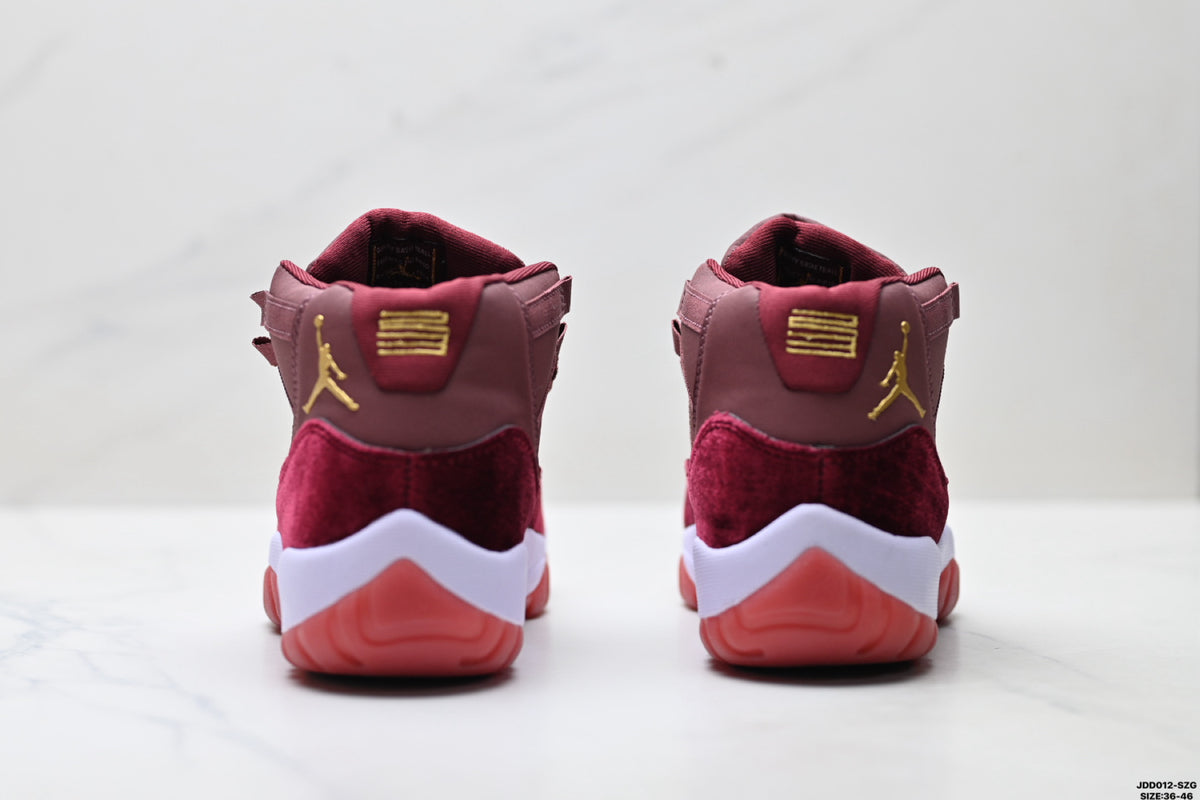 Air Jordan 11 Retro Burgundy and Gold Unisex Sneakers Style 14 detail view 5