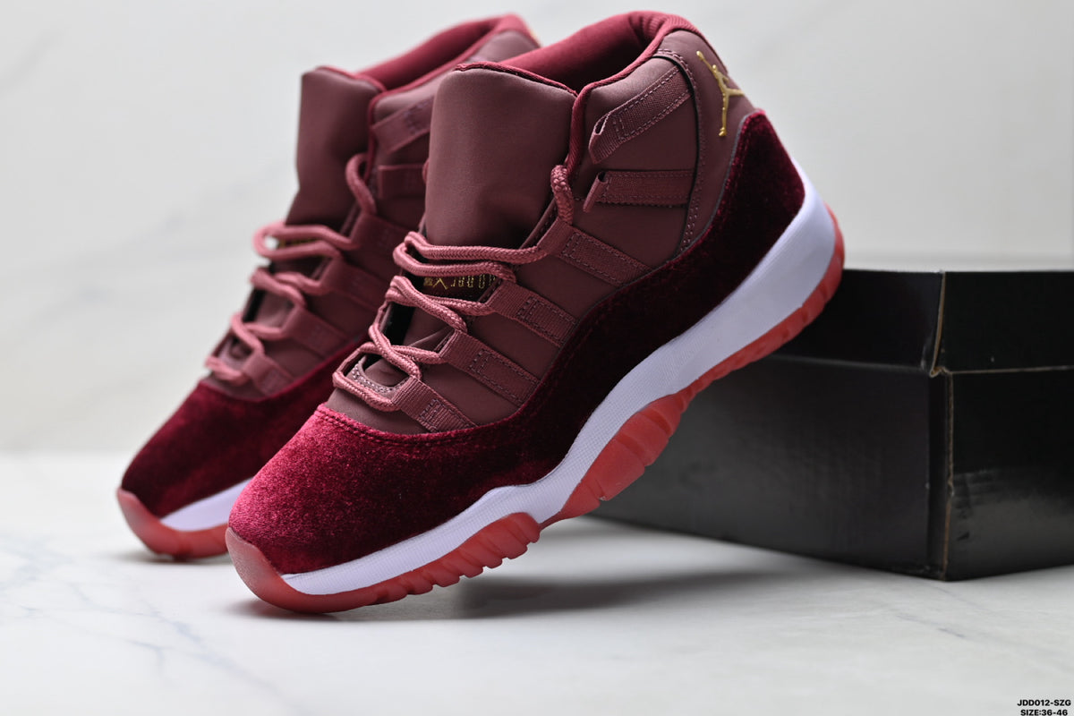 Air Jordan 11 Retro Burgundy and Gold Unisex Sneakers Style 14 detail view 7