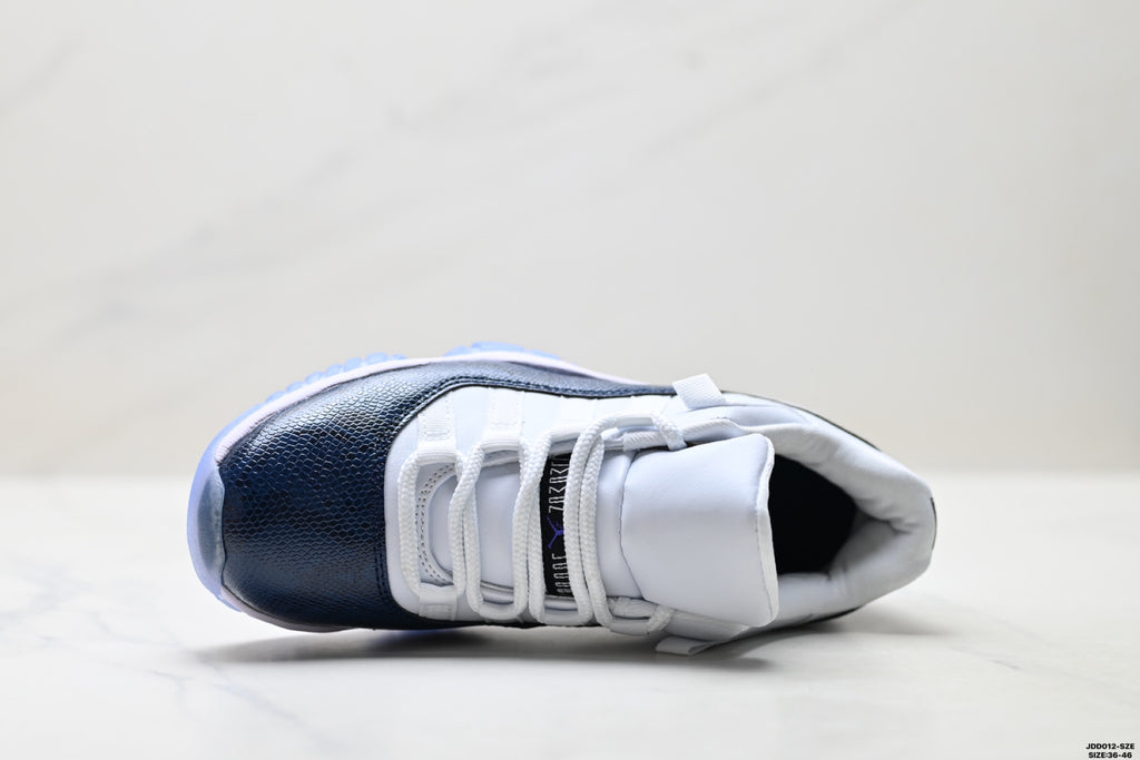 Air Jordan 11 Retro White Navy and Icy Blue Unisex Sneakers Style 15 detail view 1