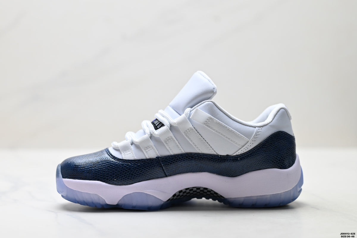 Air Jordan 11 Retro White Navy and Icy Blue Unisex Sneakers Style 15 detail view 2