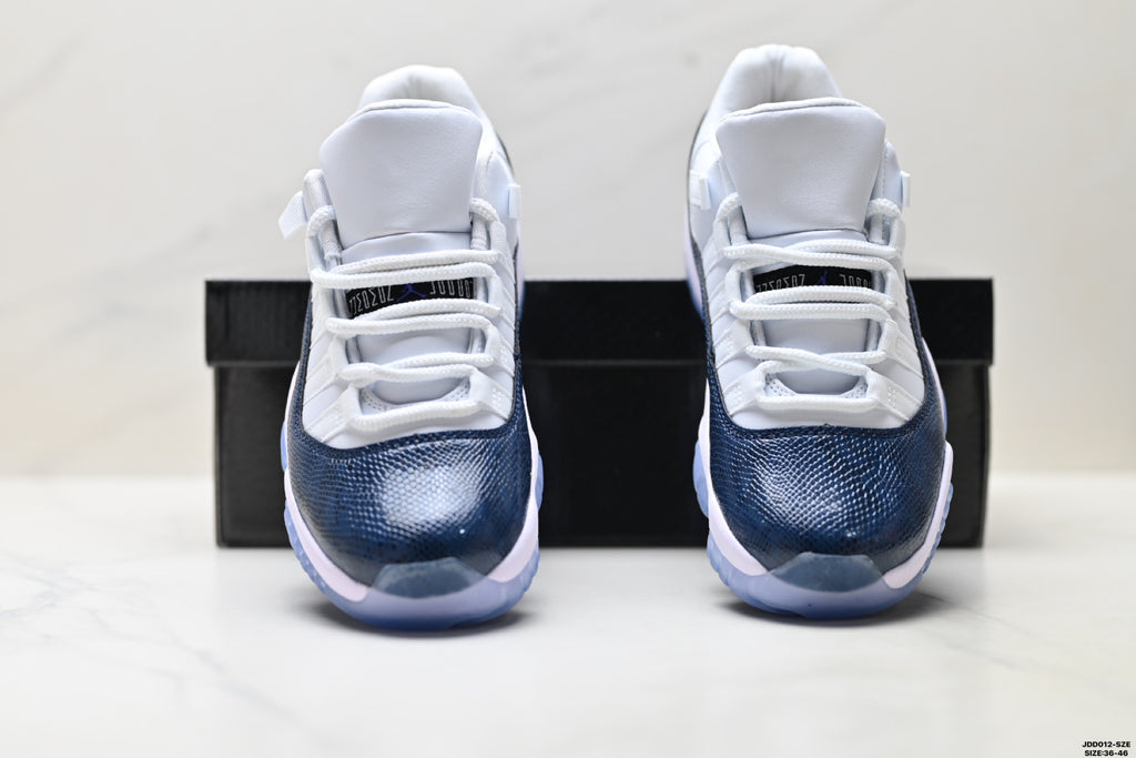Air Jordan 11 Retro White Navy and Icy Blue Unisex Sneakers Style 15 detail view 6