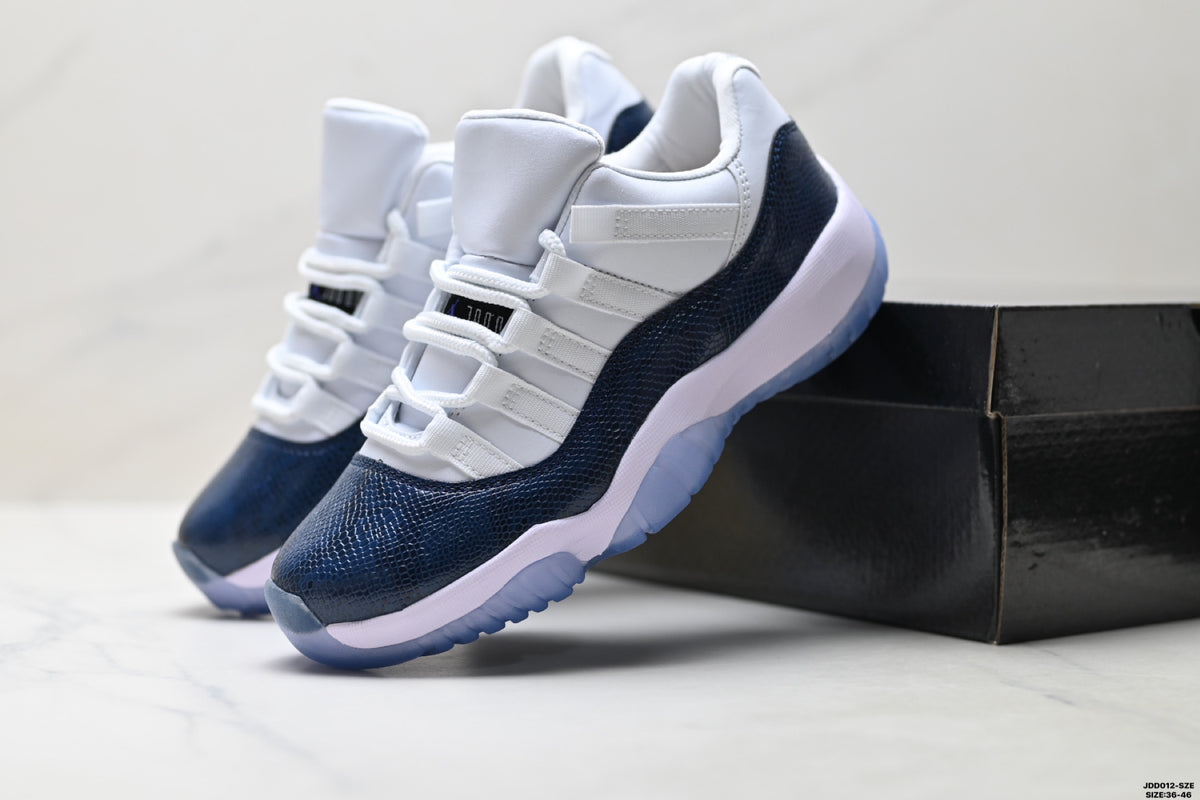 Air Jordan 11 Retro White Navy and Icy Blue Unisex Sneakers Style 15 detail view 7