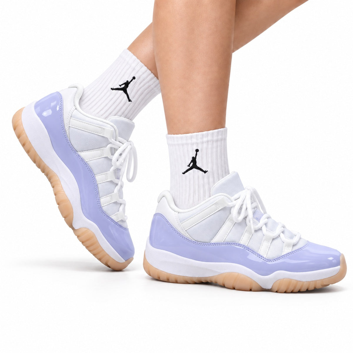 Air Jordan 11 Retro White Lavender and Gum Unisex Sneakers Style 17 on-foot main image