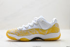 Air Jordan 11 Retro White and Yellow Snakeskin Unisex Sneakers Style 18 detail view 2