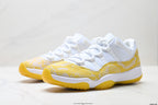 Air Jordan 11 Retro White and Yellow Snakeskin Unisex Sneakers Style 18 detail view 3