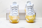 Air Jordan 11 Retro White and Yellow Snakeskin Unisex Sneakers Style 18 detail view 6