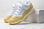 Air Jordan 11 Retro White and Yellow Snakeskin Unisex Sneakers Style 18 detail view 7