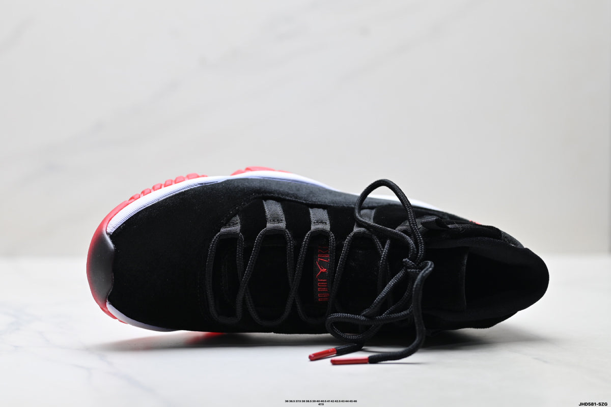 Air Jordan 11 Retro Black and Red Unisex Sneakers Style 20 detail view 1