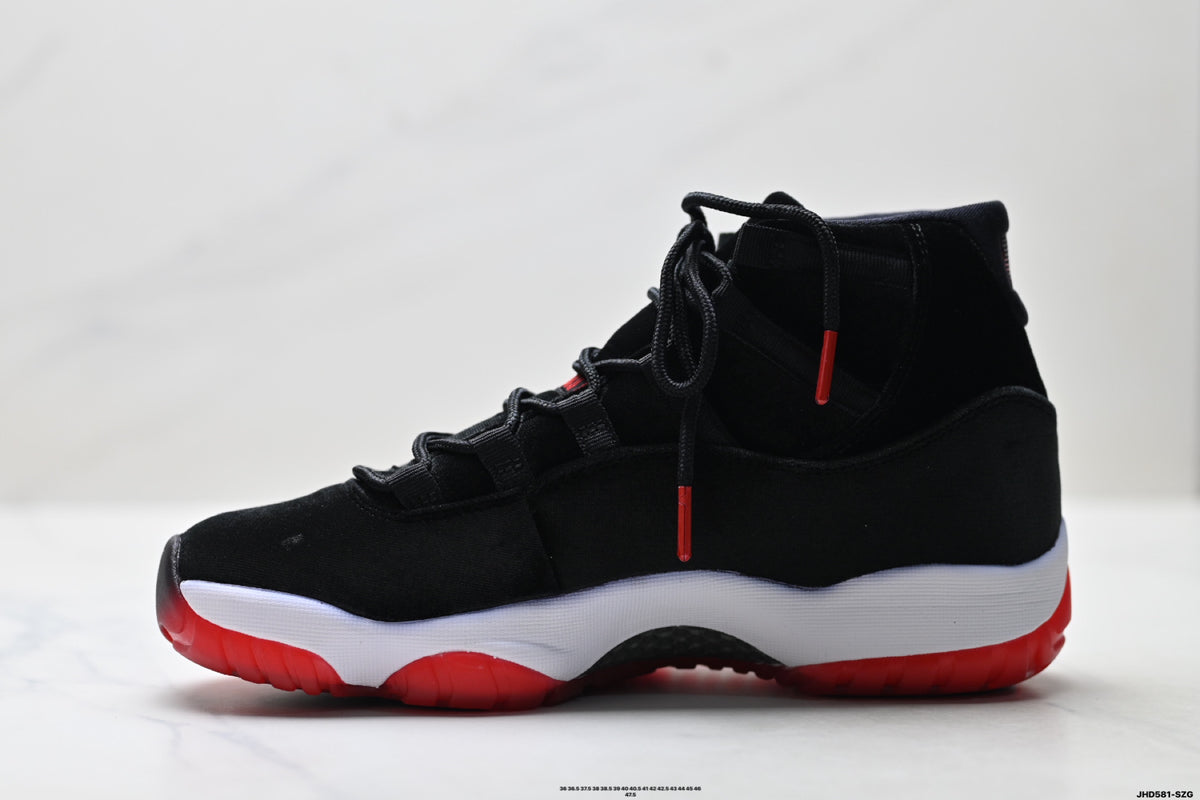 Air Jordan 11 Retro Black and Red Unisex Sneakers Style 20 detail view 2