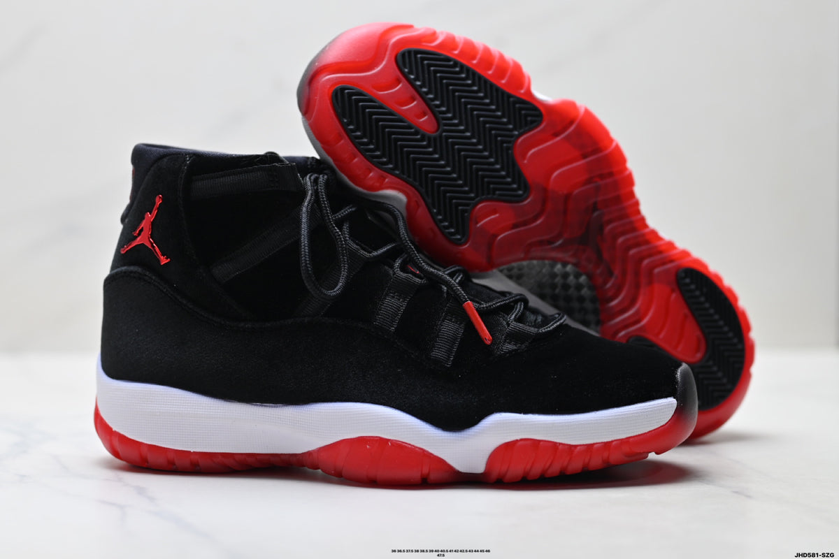 Air Jordan 11 Retro Black and Red Unisex Sneakers Style 20 detail view 4