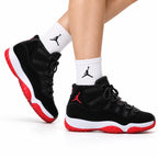 Air Jordan 11 Retro Black and Red Unisex Sneakers Style 20 on-foot main image