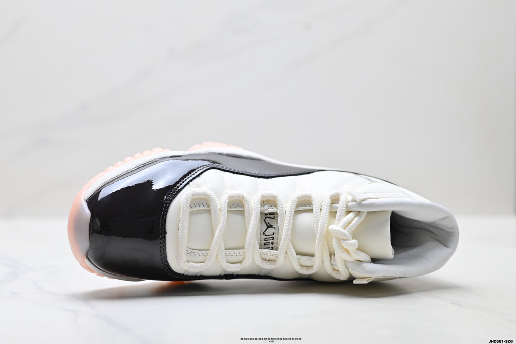 Air Jordan 11 Retro White Black and Pink Unisex Sneakers Style 21 detail view 1