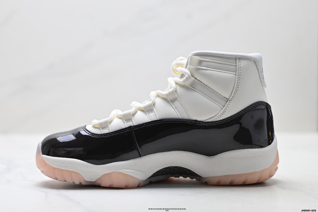 Air Jordan 11 Retro White Black and Pink Unisex Sneakers Style 21 detail view 2