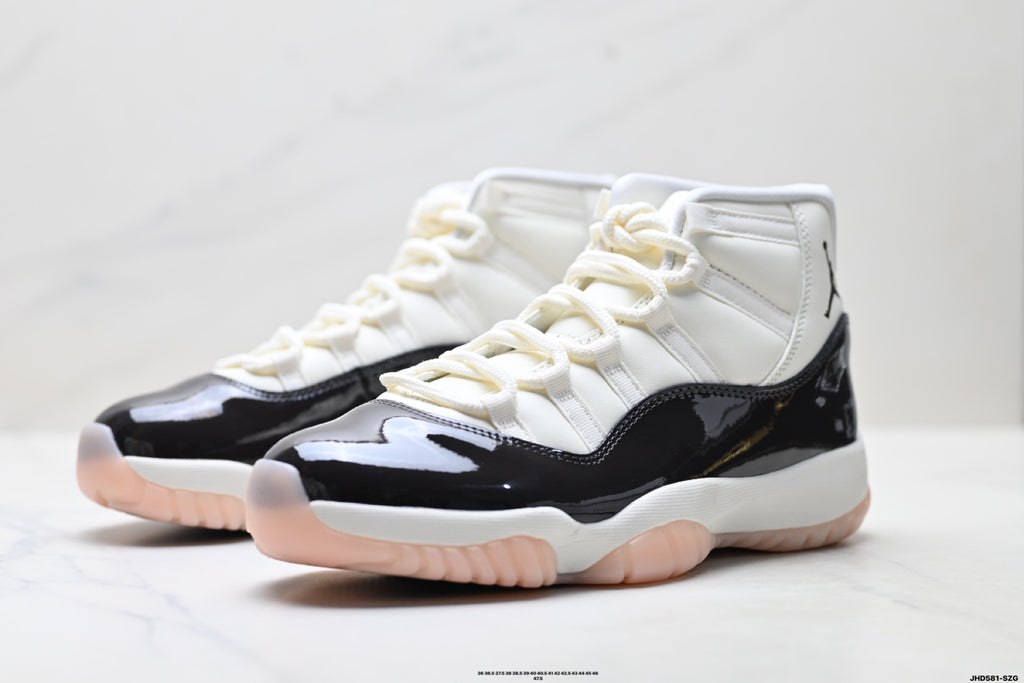 Air Jordan 11 Retro White Black and Pink Unisex Sneakers Style 21 detail view 3
